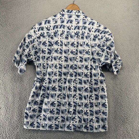 Columbia Shirt Men's Large Blue Fish Fishing All over Geometric Outdoor Vintage - Picture 5 of 6